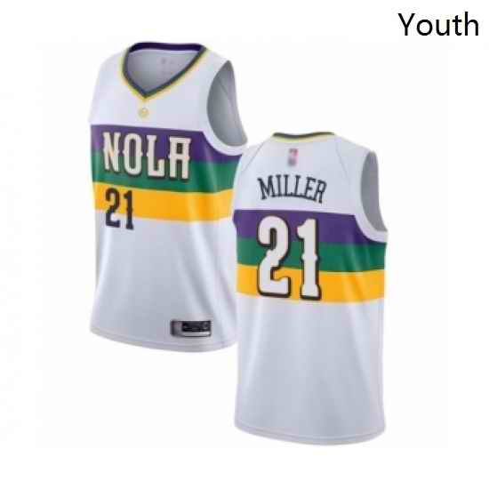 Youth New Orleans Pelicans 21 Darius Miller Swingman White Basketball Jersey City Edition